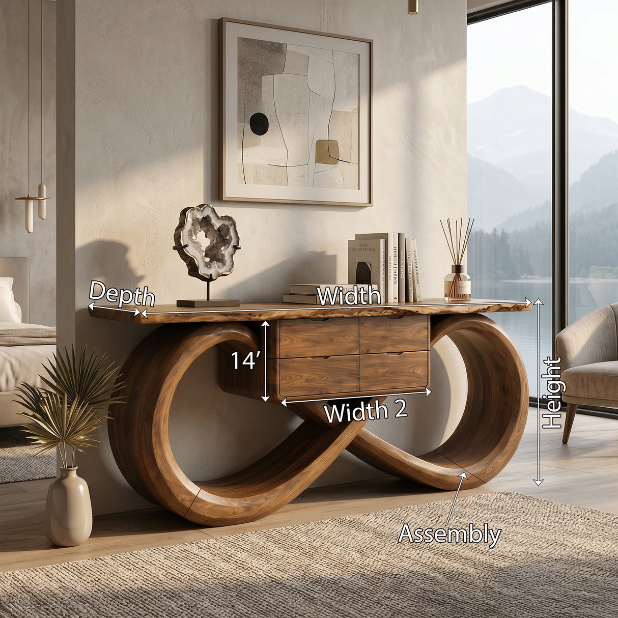 Organic Sculptural Console Table Contemporary Hallway