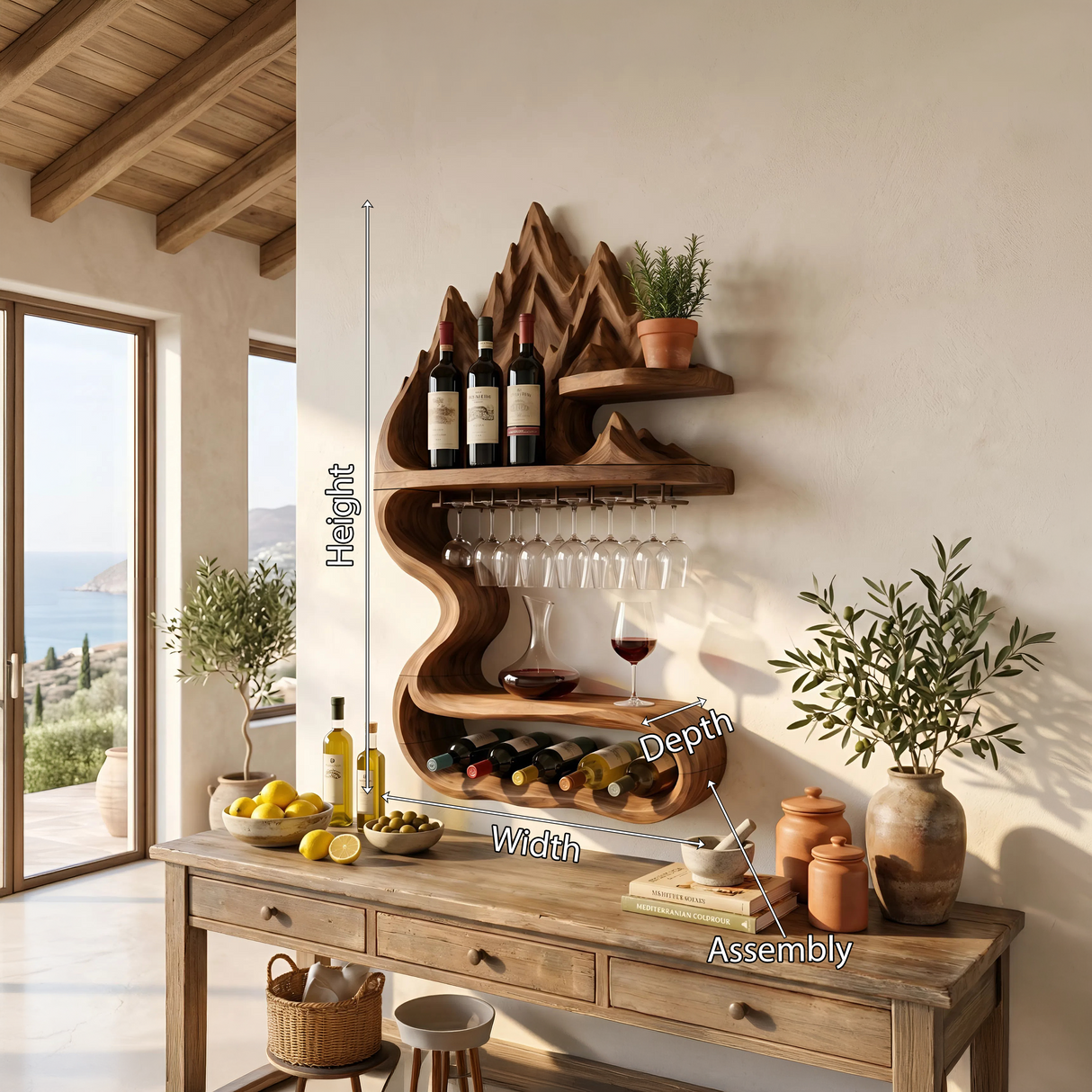 Rustic Sculptural Bottle Holder For Home Decor