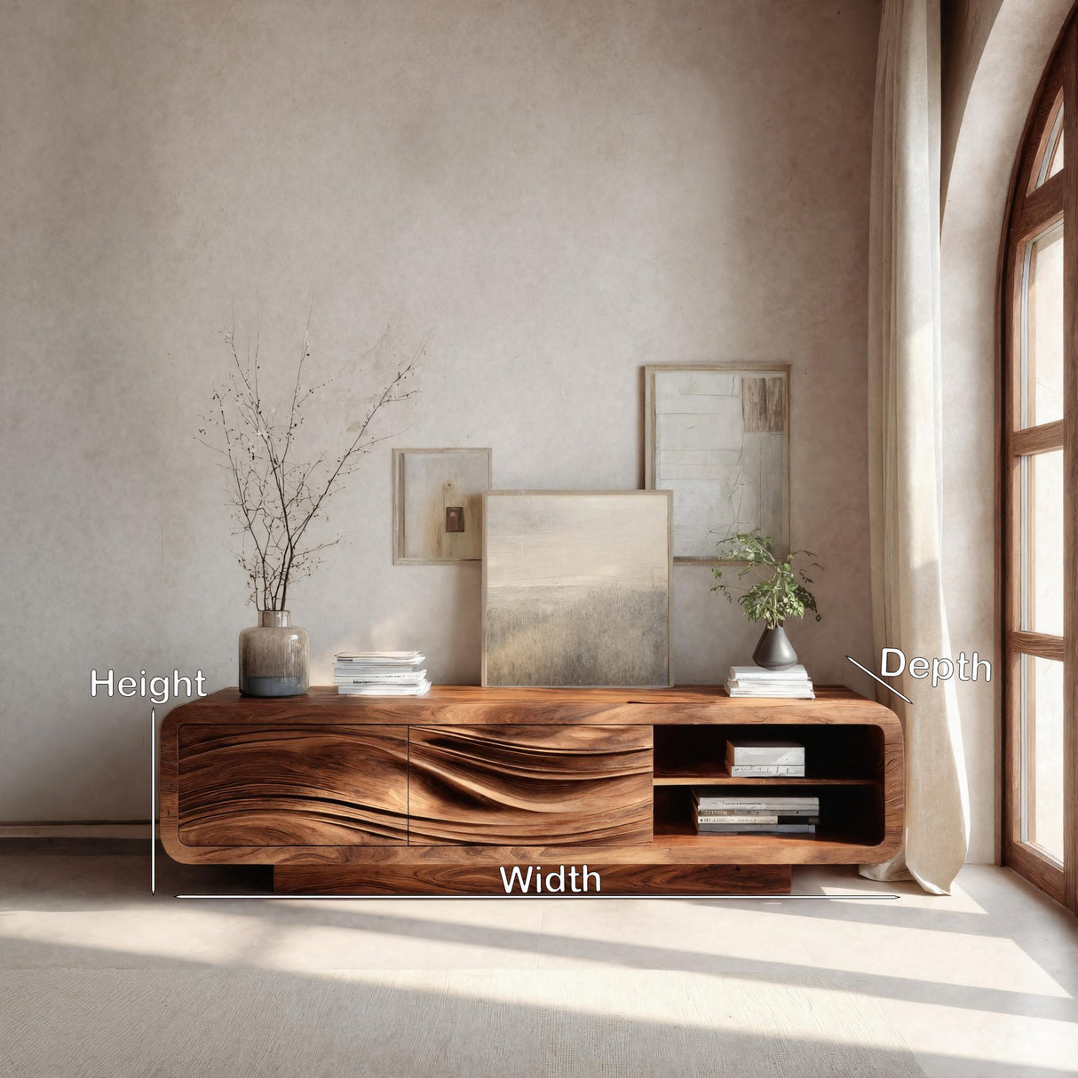 Modern Organic Sculpted Sideboard For Living Room
