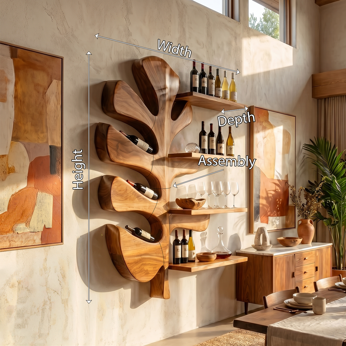 Modern Wall Wine Rack For Dining Room Bottle Accent Storage