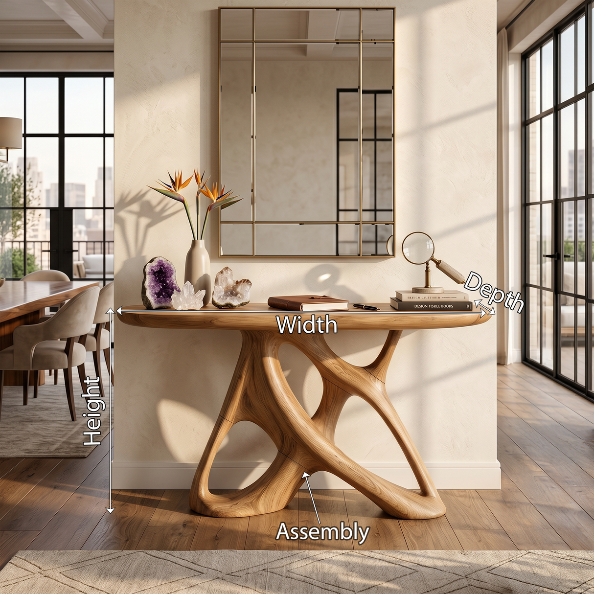 Organic Open Frame Console Table Designer Foyer
