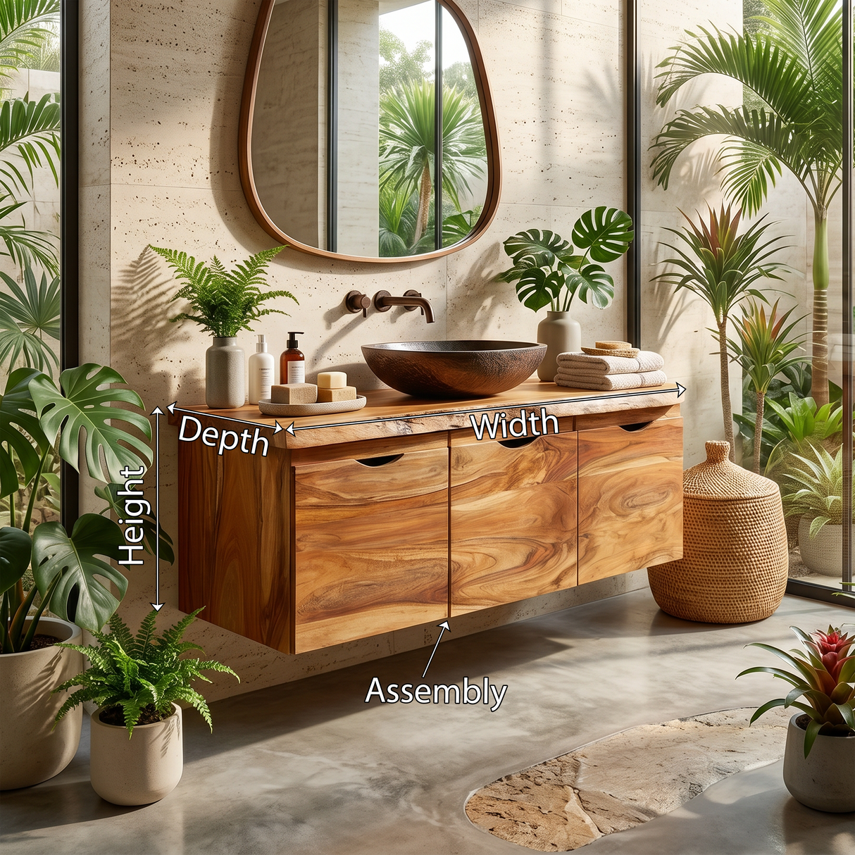 Minimalist Double Sink Vanity Garden Bathroom
