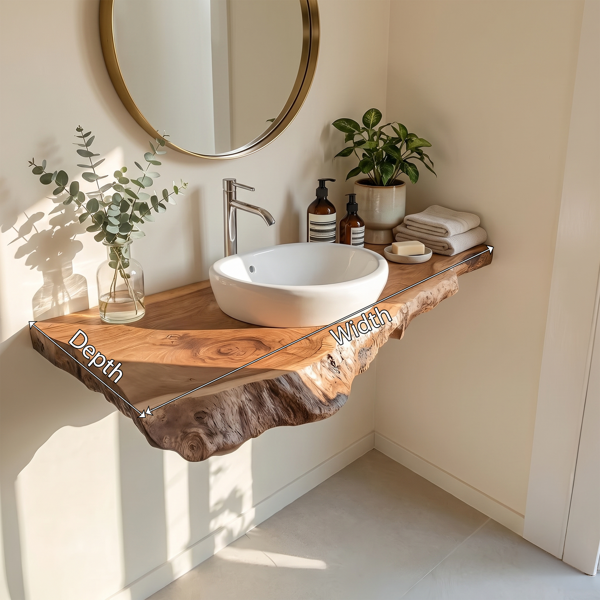 Farmhouse Bathroom Vanity In Solid Wood With Shelf