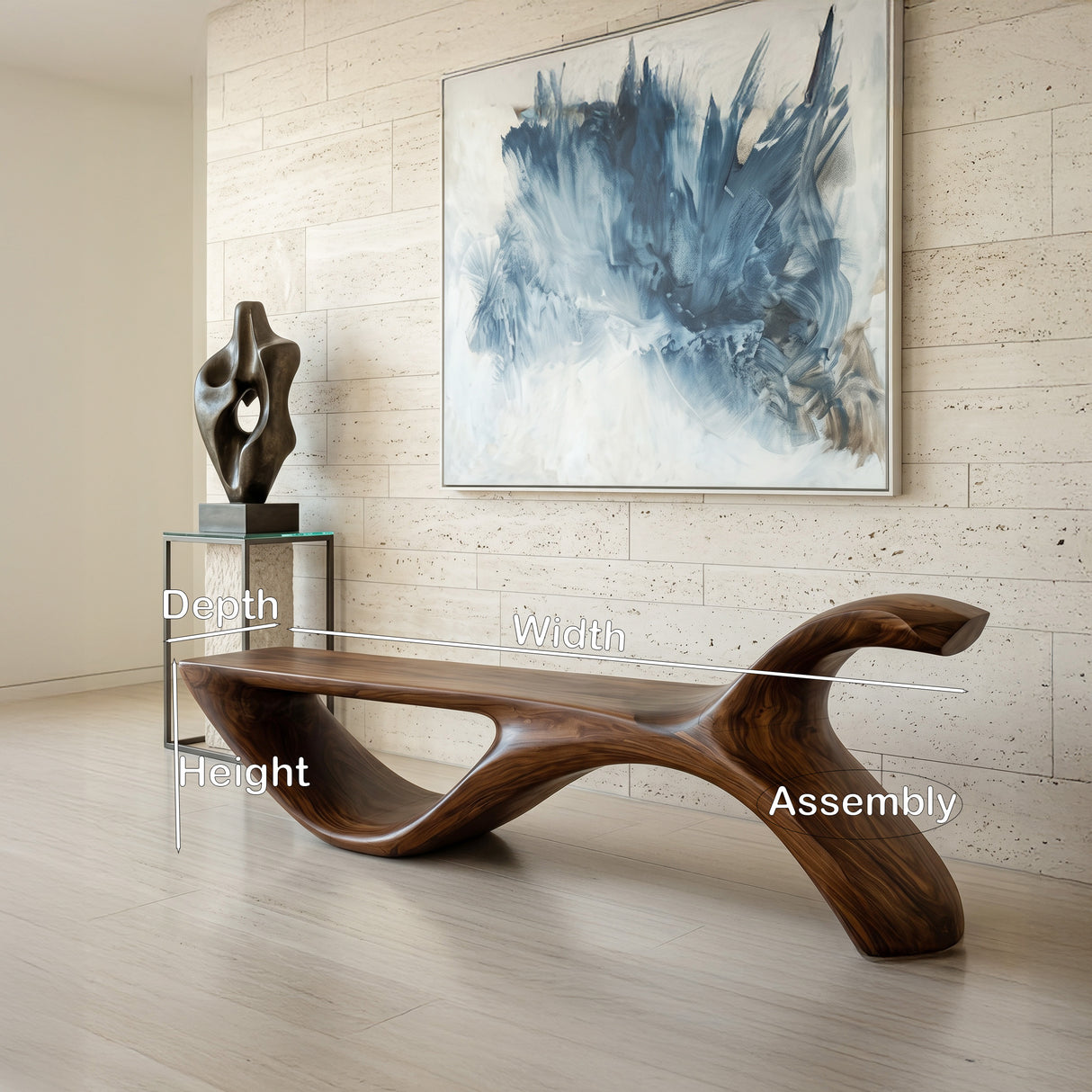 Contemporary Organic Natural Wood Bench For Hallway