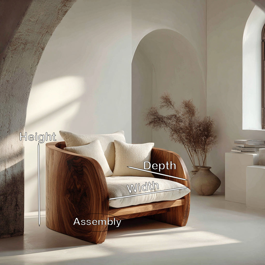 Modern Sculptural Armchair With Wrap-Around Backrest For Reading Corner