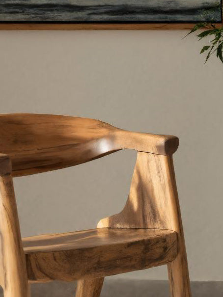 Sculptural Armchair With Curved Backrest For Living Room