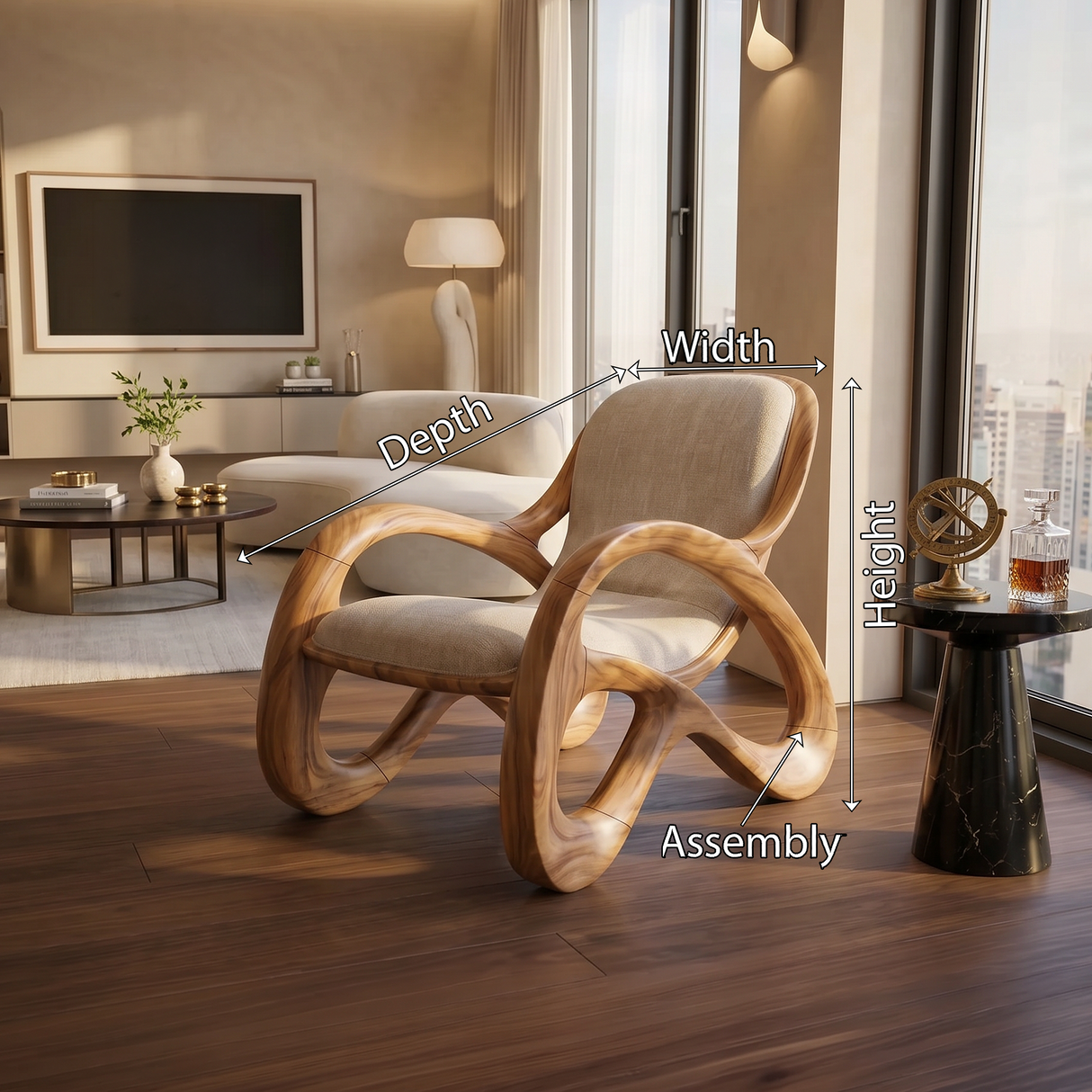 Premium Walnut Armchair for Open-Concept Modern Living Spaces
