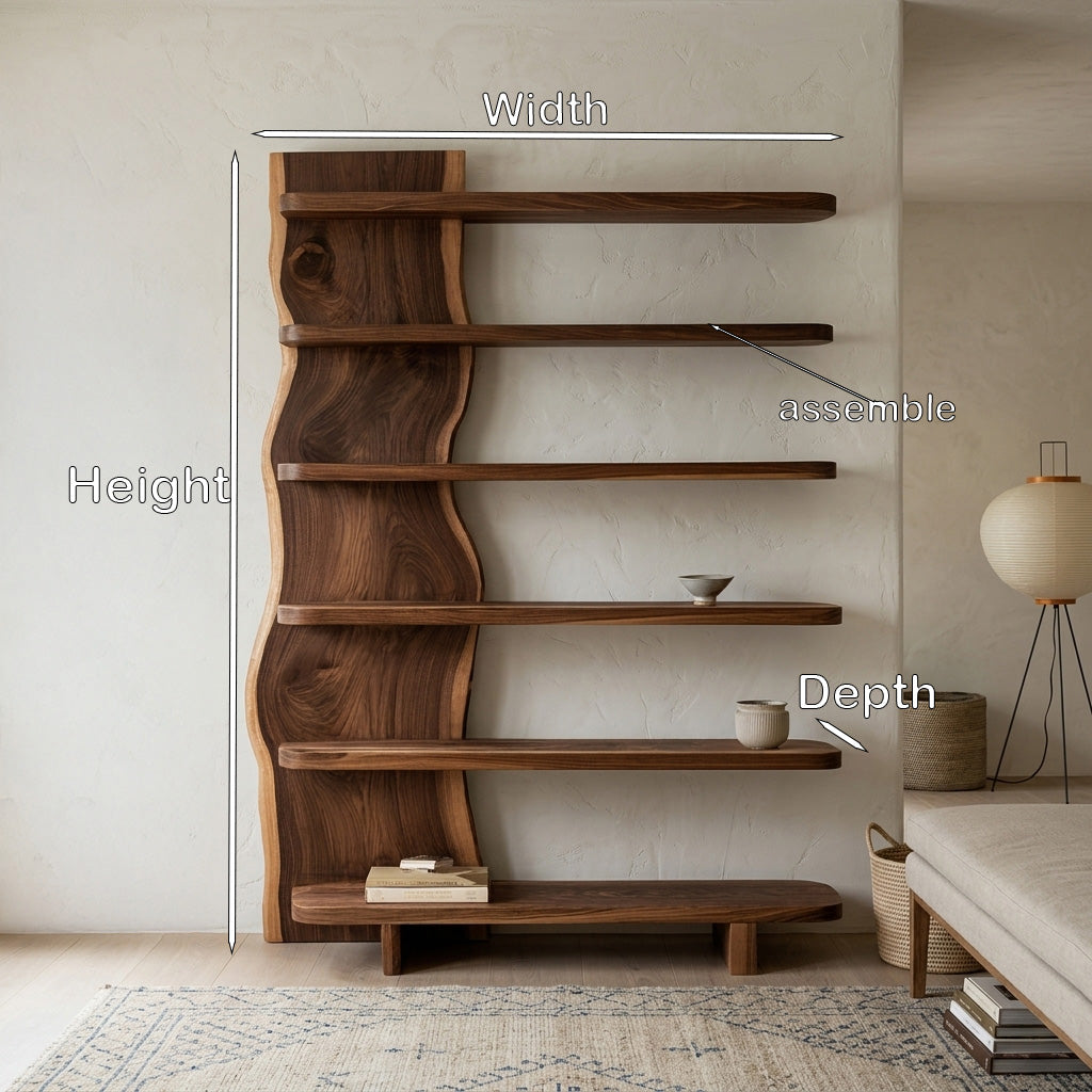 Modern Organic Wooden Standing Shelf For Lounge Area