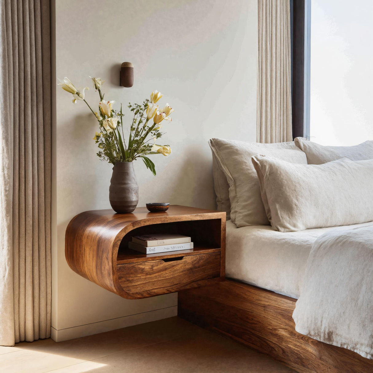 Minimalist Floating Nightstand With Storage For Bedroom