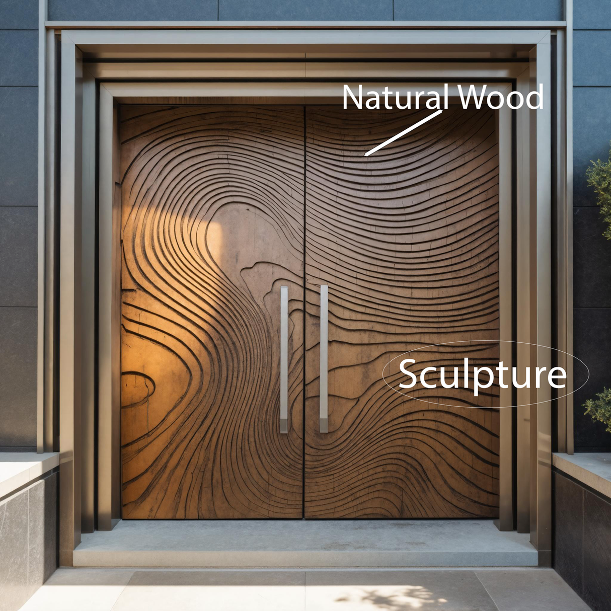 Modern Sculptural Double Front Door With Contour Design For Villa