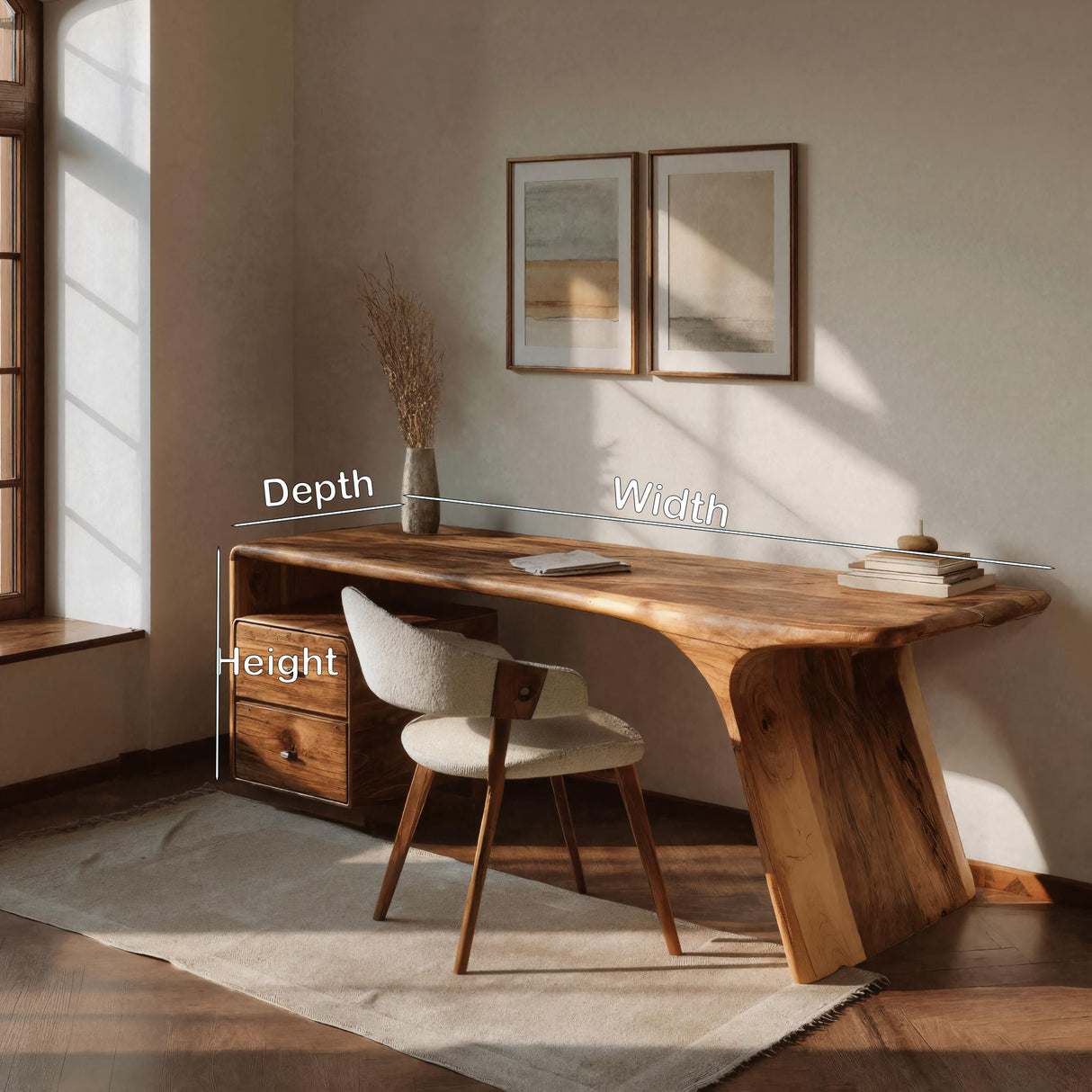 Modern Wooden Desk With Drawers For Workspace