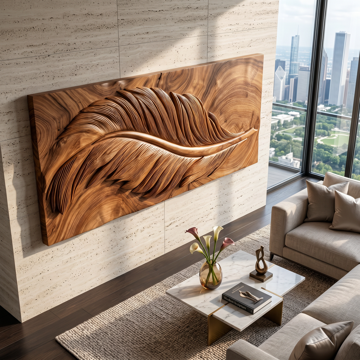 Luxury Wall Art With Feather Design For Dining Room
