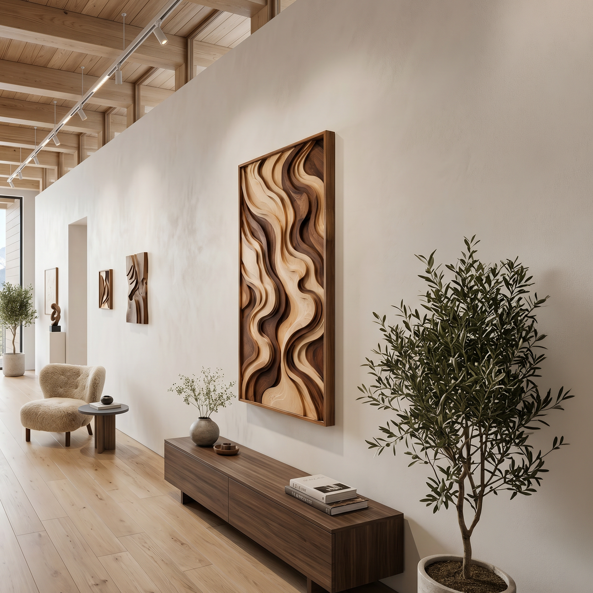 Organic Flowing Panel Wall Art For Bedroom