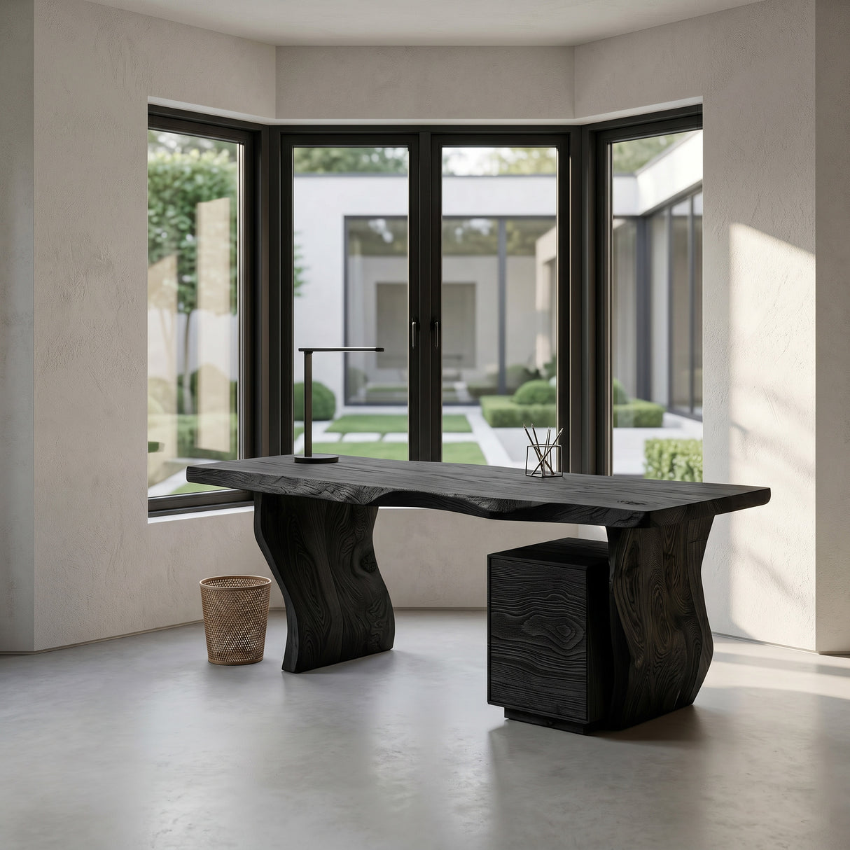 Modern Curved Wooden Desk For Elegant Home Office