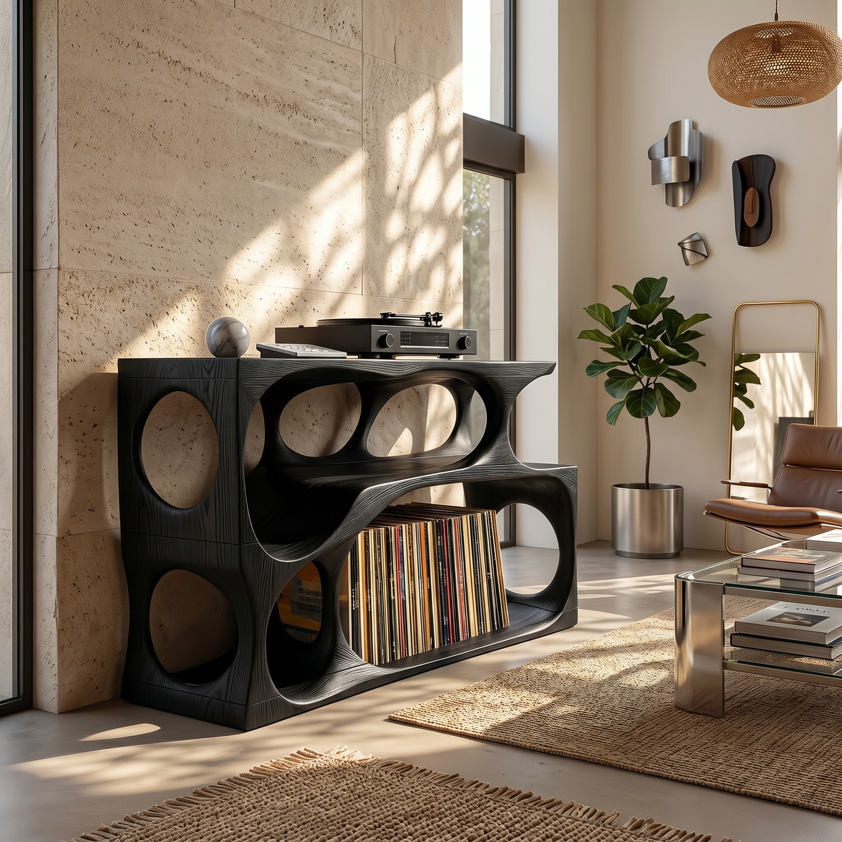 Scandinavian Record Player Cabinet For Living Room Space