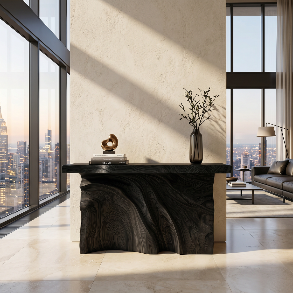 Modern Organic Edge Console Table For Entryway Interior Space