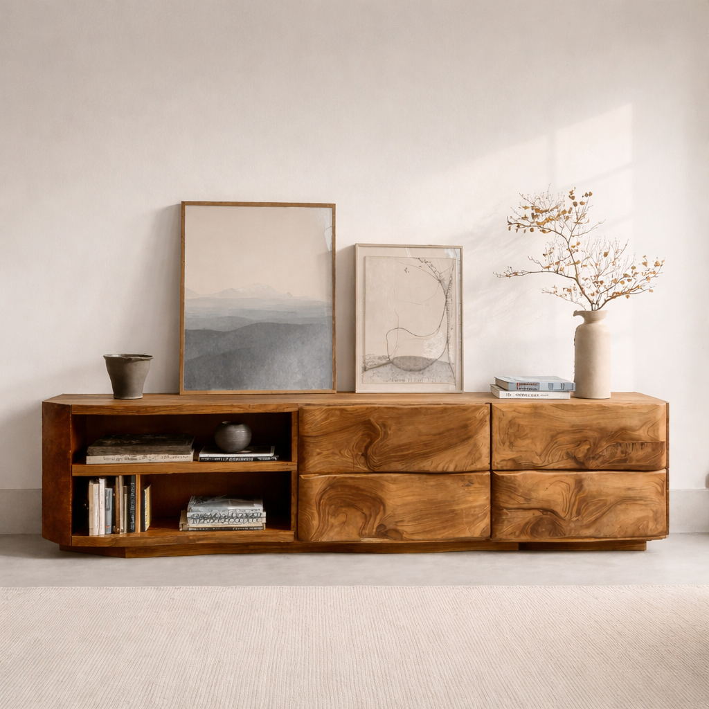 Quiet Luxury Low Sideboard Console For Living Room
