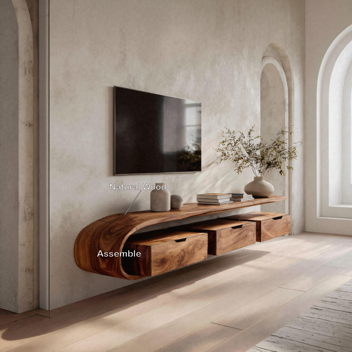 Modern TV Console Open Storage For Living Room