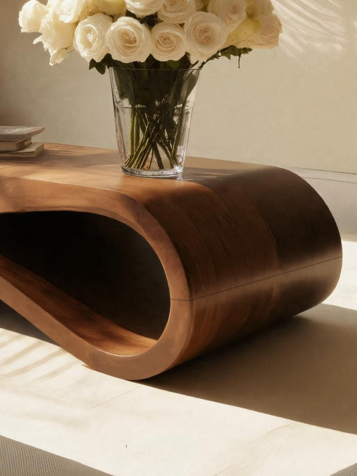 Modern Wave Coffee Table With Drawer For Living Room