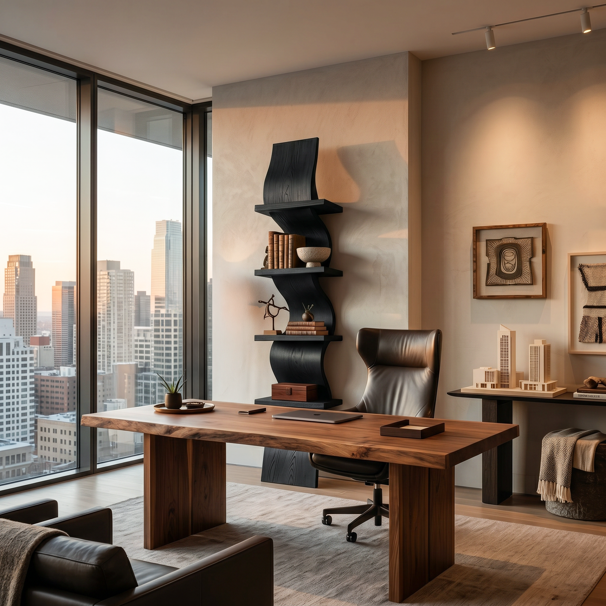 Modern Curved Floating Shelf For Statement Living Room