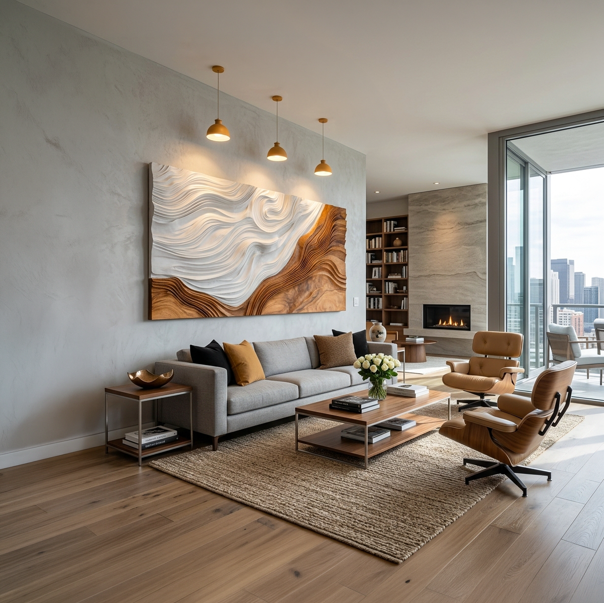 Contemporary Wooden Wave Wall Art For Wall Decor