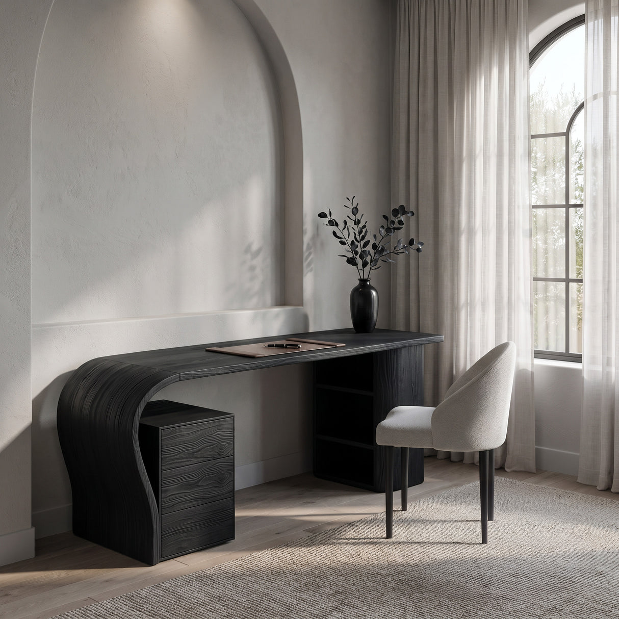 Contemporary Writing Desk With Open Shelf For Home Office
