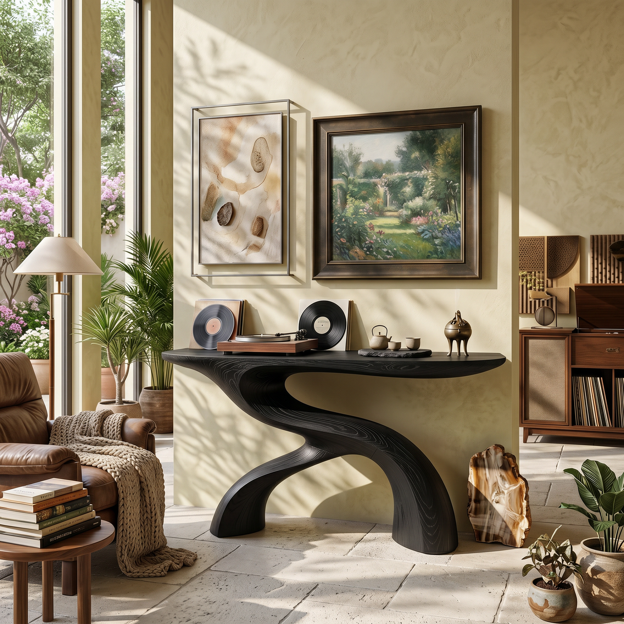 Scandinavian Crescent Hall Table For Entry Hall Interior