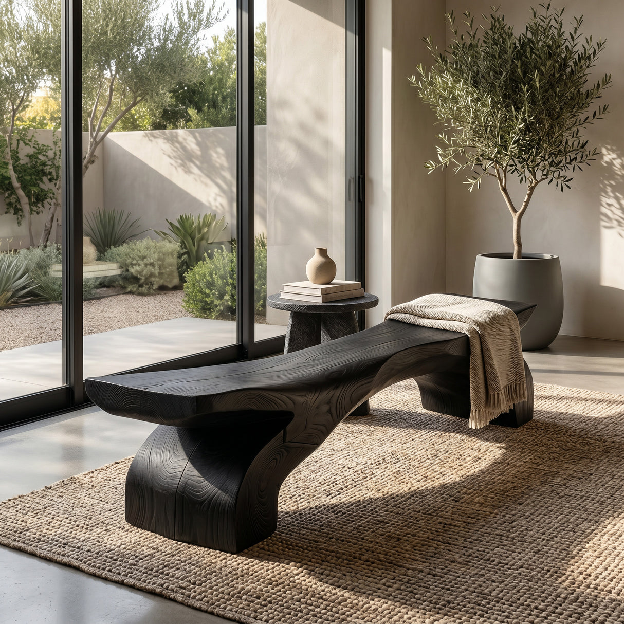 Contemporary Natural Wood Outdoor Bench For Modern Backyard Space