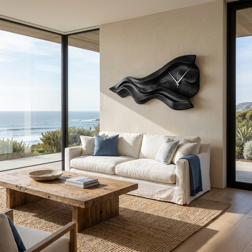 Luxury Sculptural Wooden Wall Clock For Statement Living Room