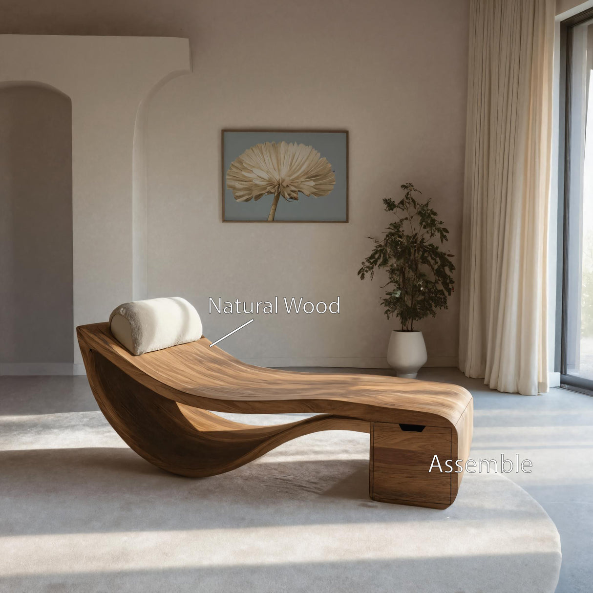 Organic Sculptural Chaise Lounge Chair For Living Room