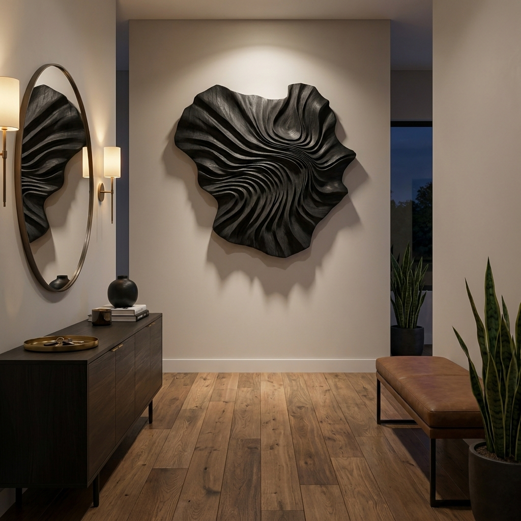Modern Wooden Wave Wall Art For Statement Living Room Decor