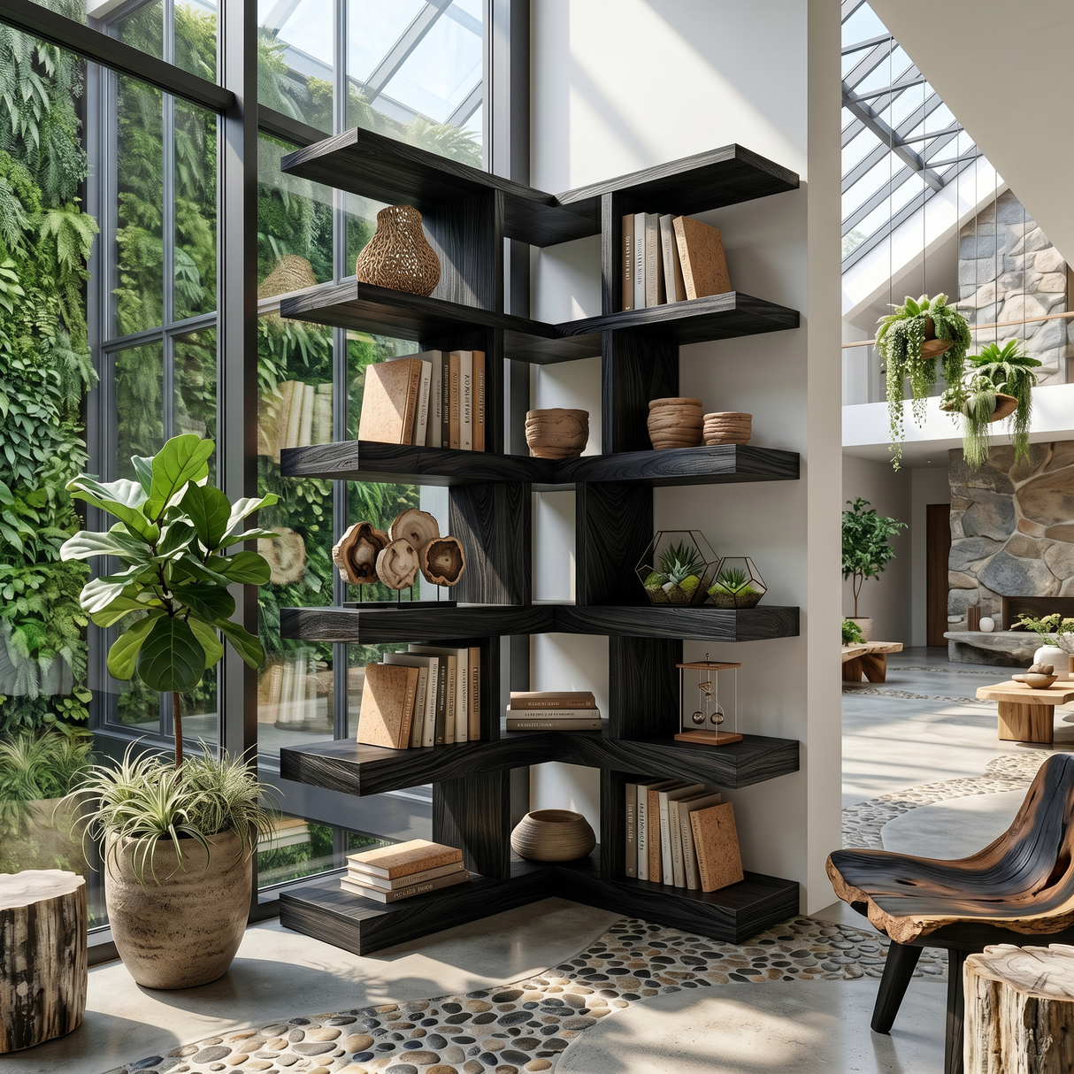 Contemporary Corner Bookcase For Modern Living Room
