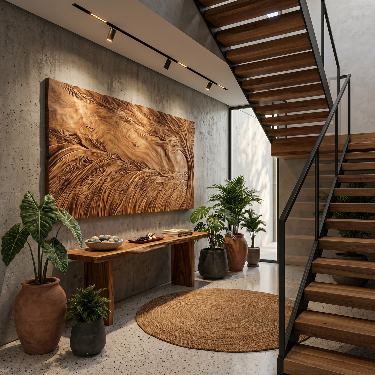Sculptural Wall Art With Wave Texture For Living Room