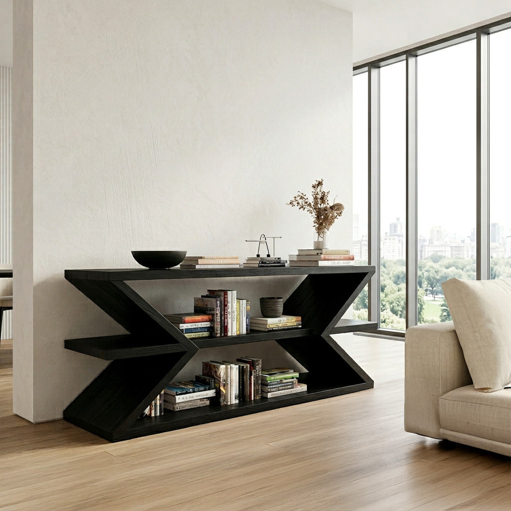 Contemporary Sculpture Wood Console Table For Modern Living Room