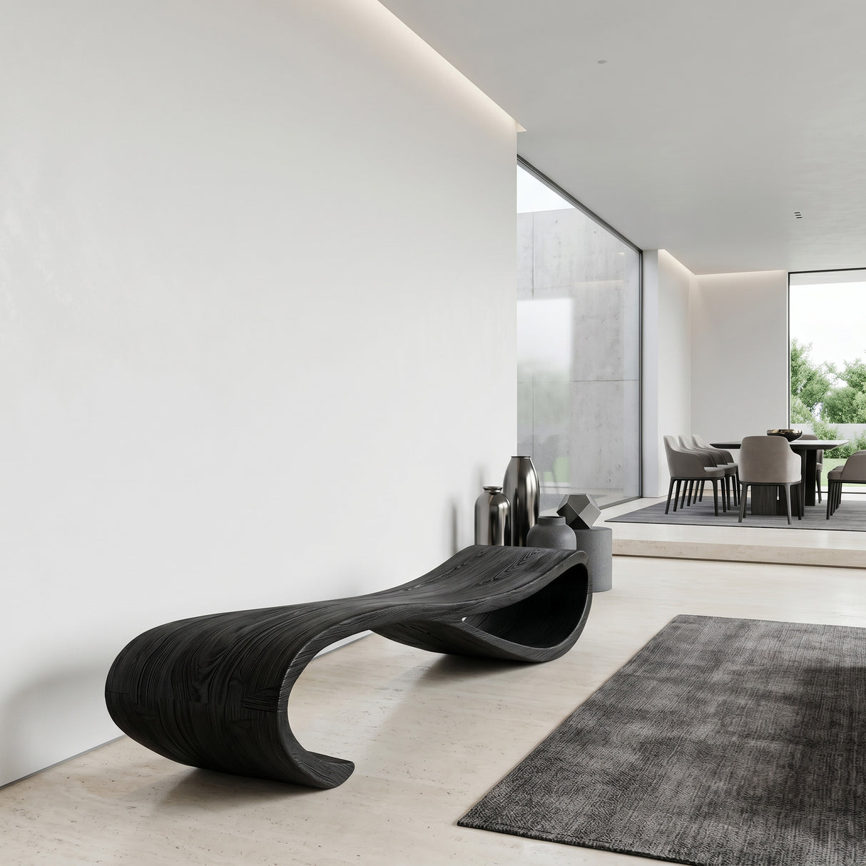 Modern Statement Bench With Soft Curved Lines For Entryway
