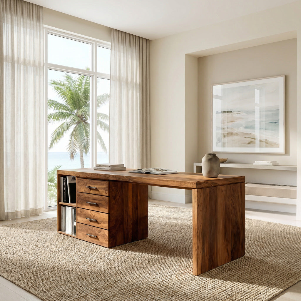 Quiet Luxury Wooden Desk With Storage For Home Office