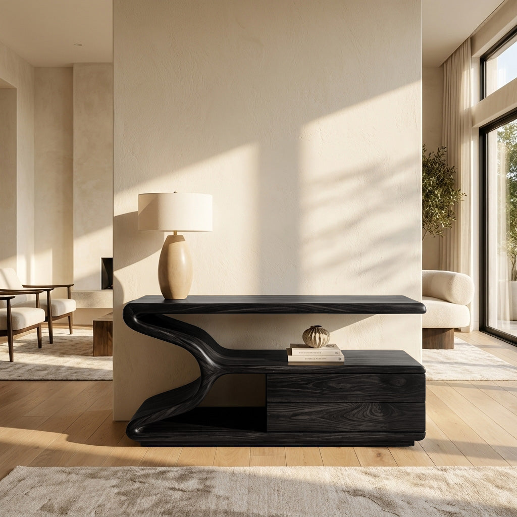 Modern Wooden Console Table With Storage For Statement Living Space