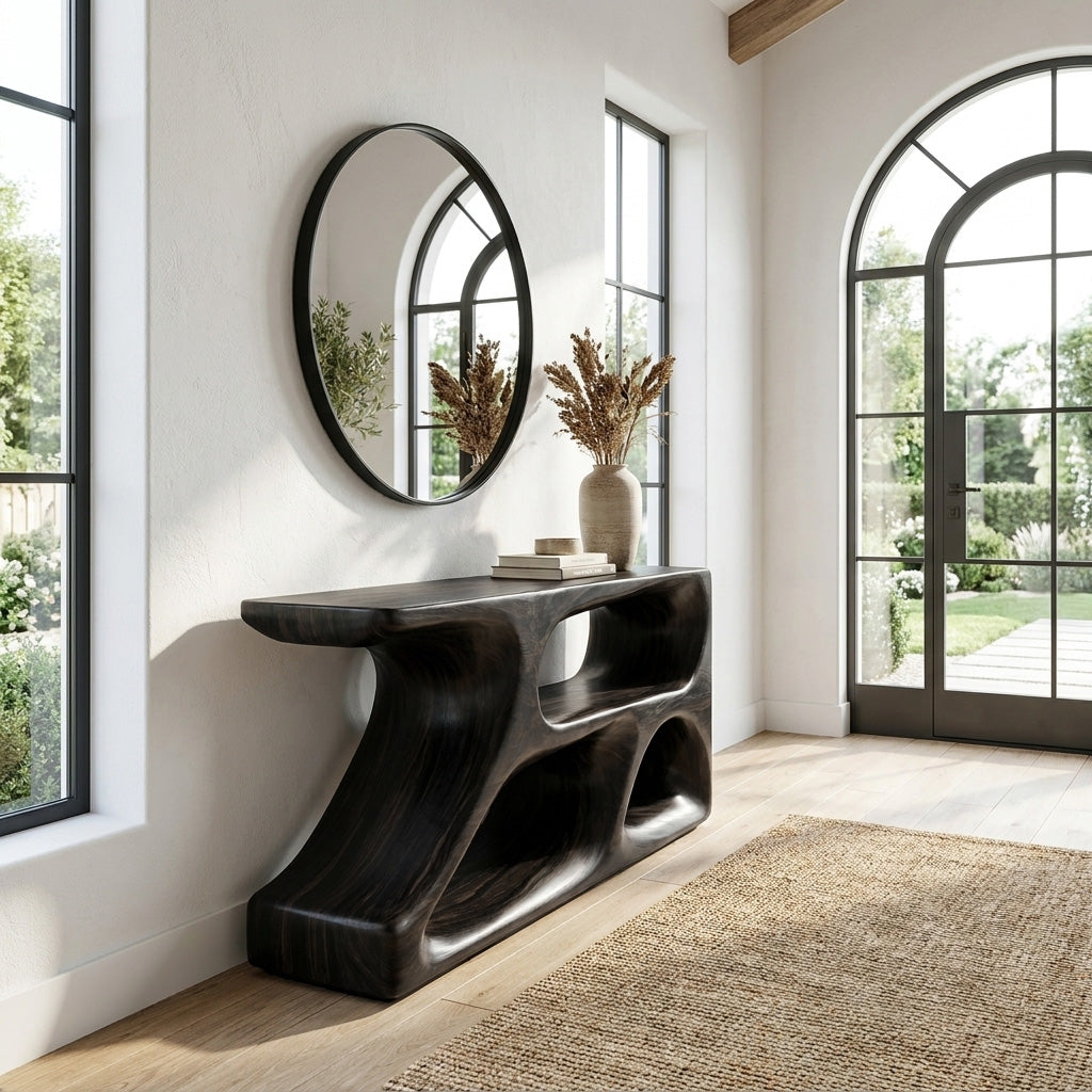Organic Natural Wood Console Table For Statement Home