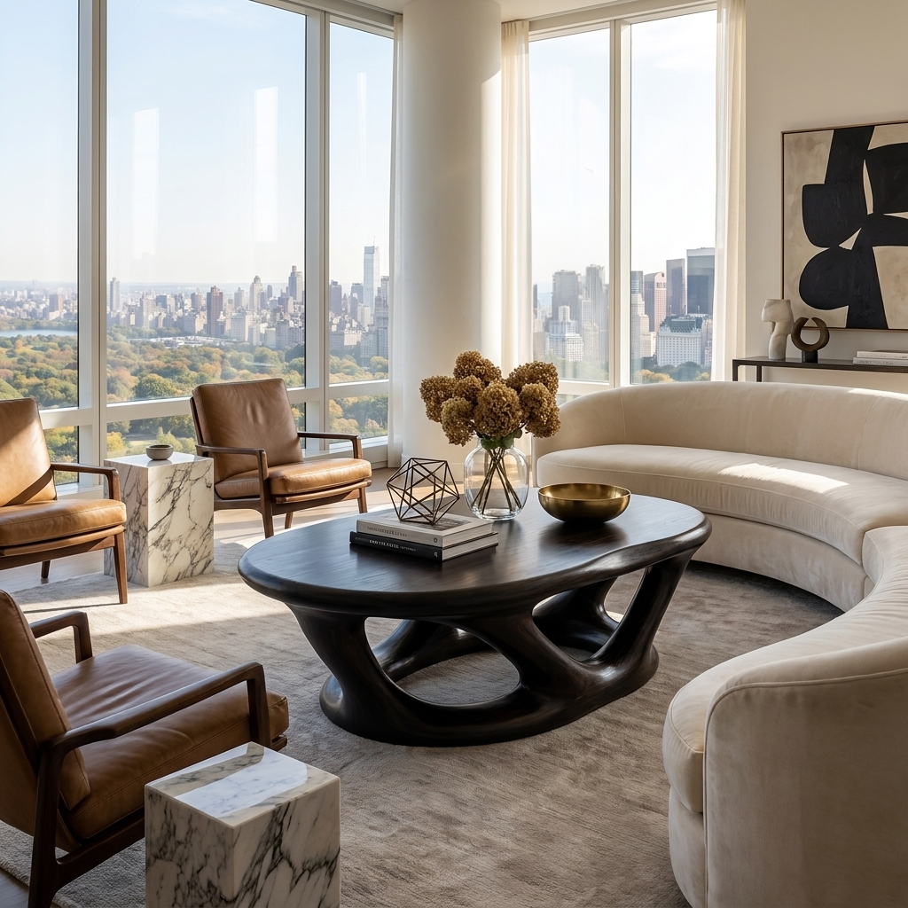 Wooden Coffee Table With Architectural Open Base For Luxury Interior