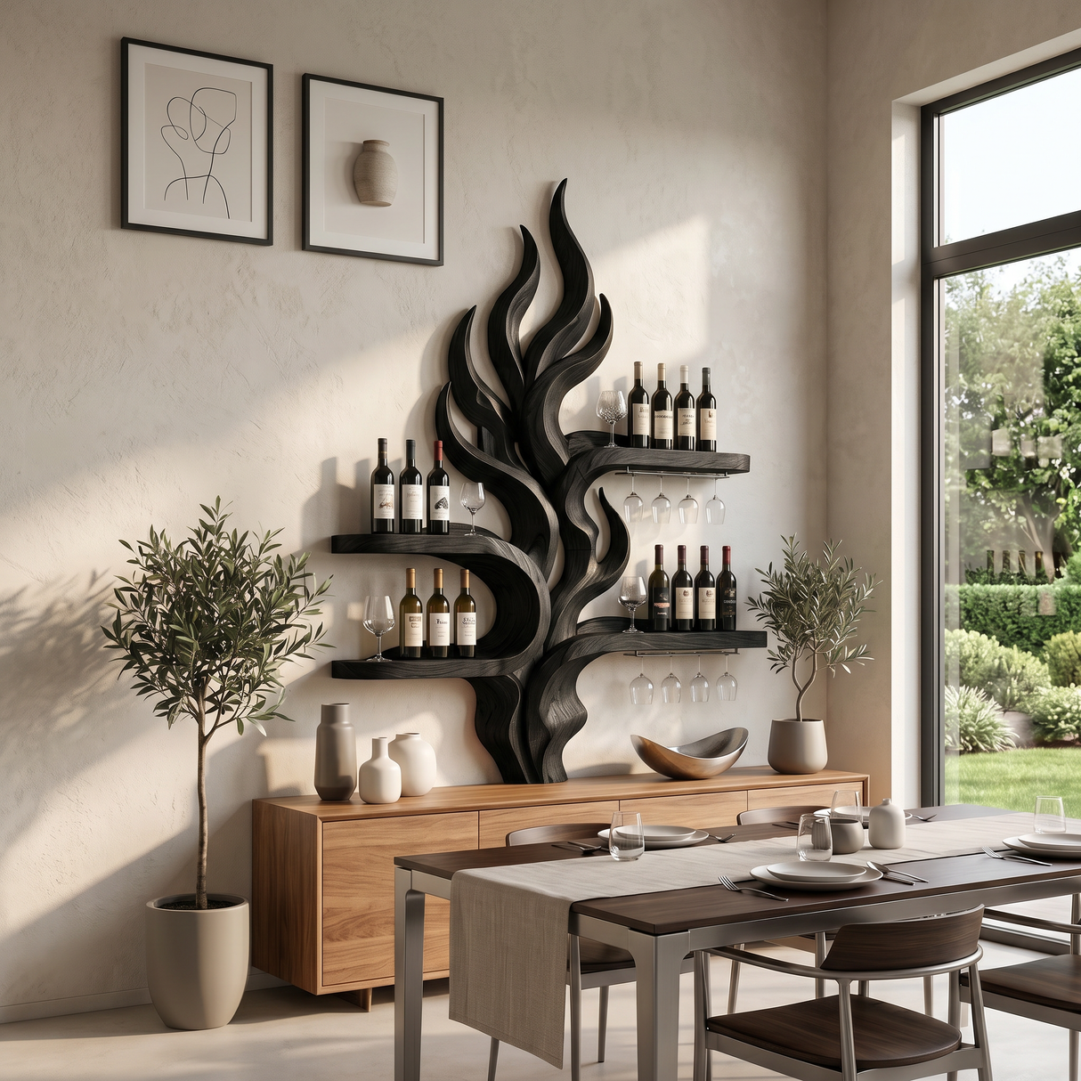 Handcrafted Organic Modern Wine Holder For Home Bar
