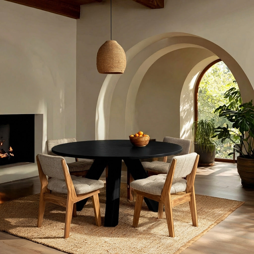 Modern Round Natural Wood Dining Table For Dining Room