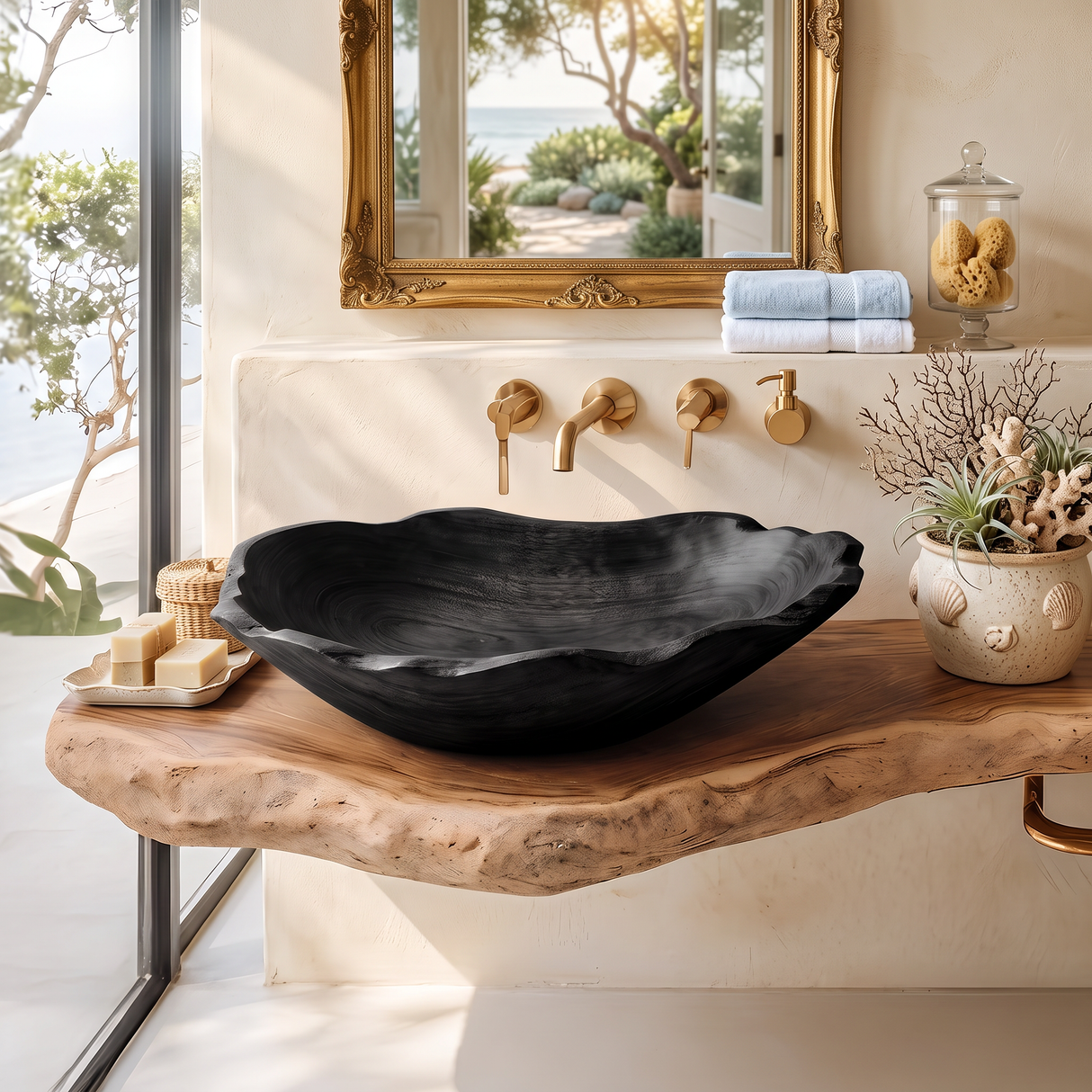 Mid Century Wooden Vessel Sink For Natural Bathroom Decor