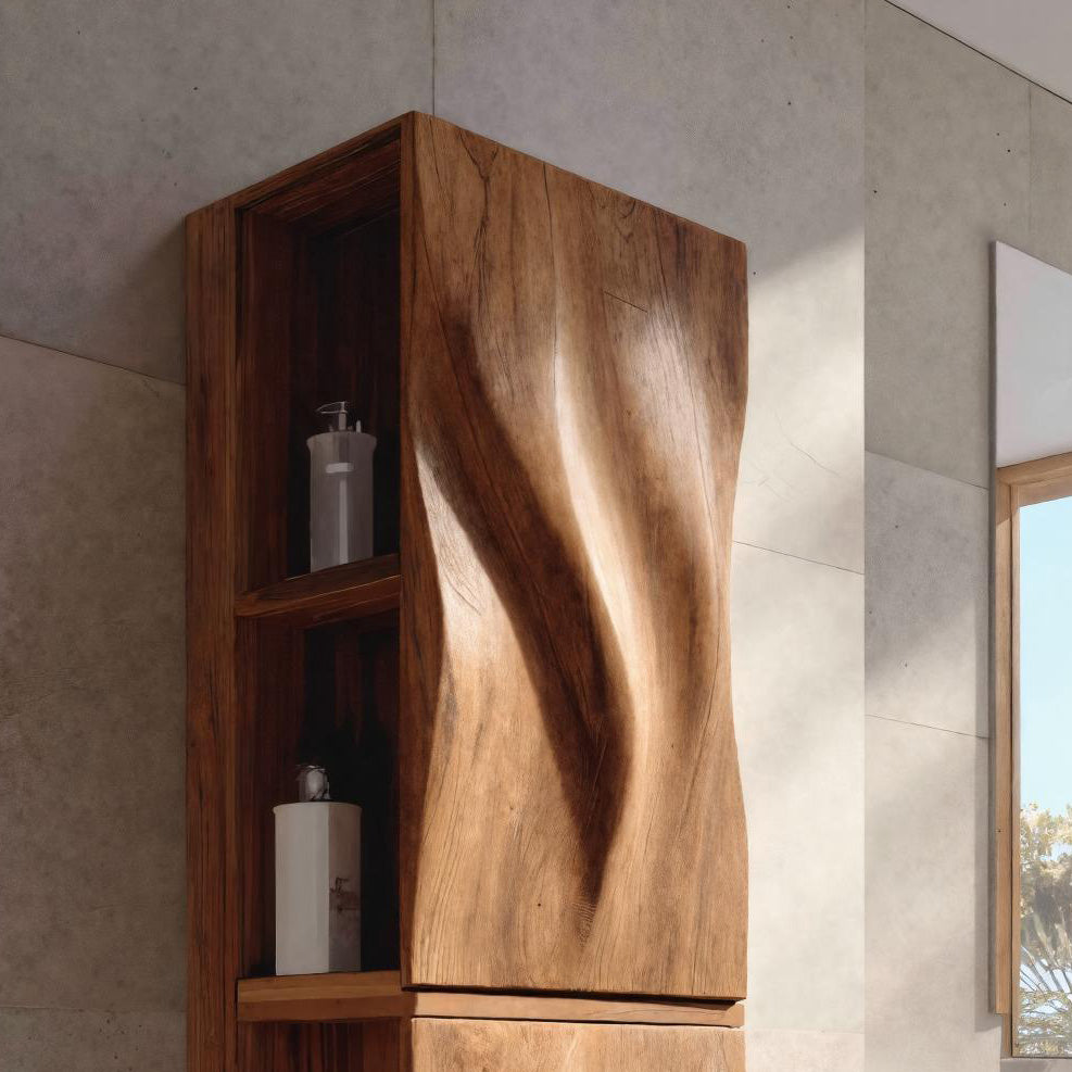 Luxury Bathroom Cabinet Wave Carved Doors For Bathroom