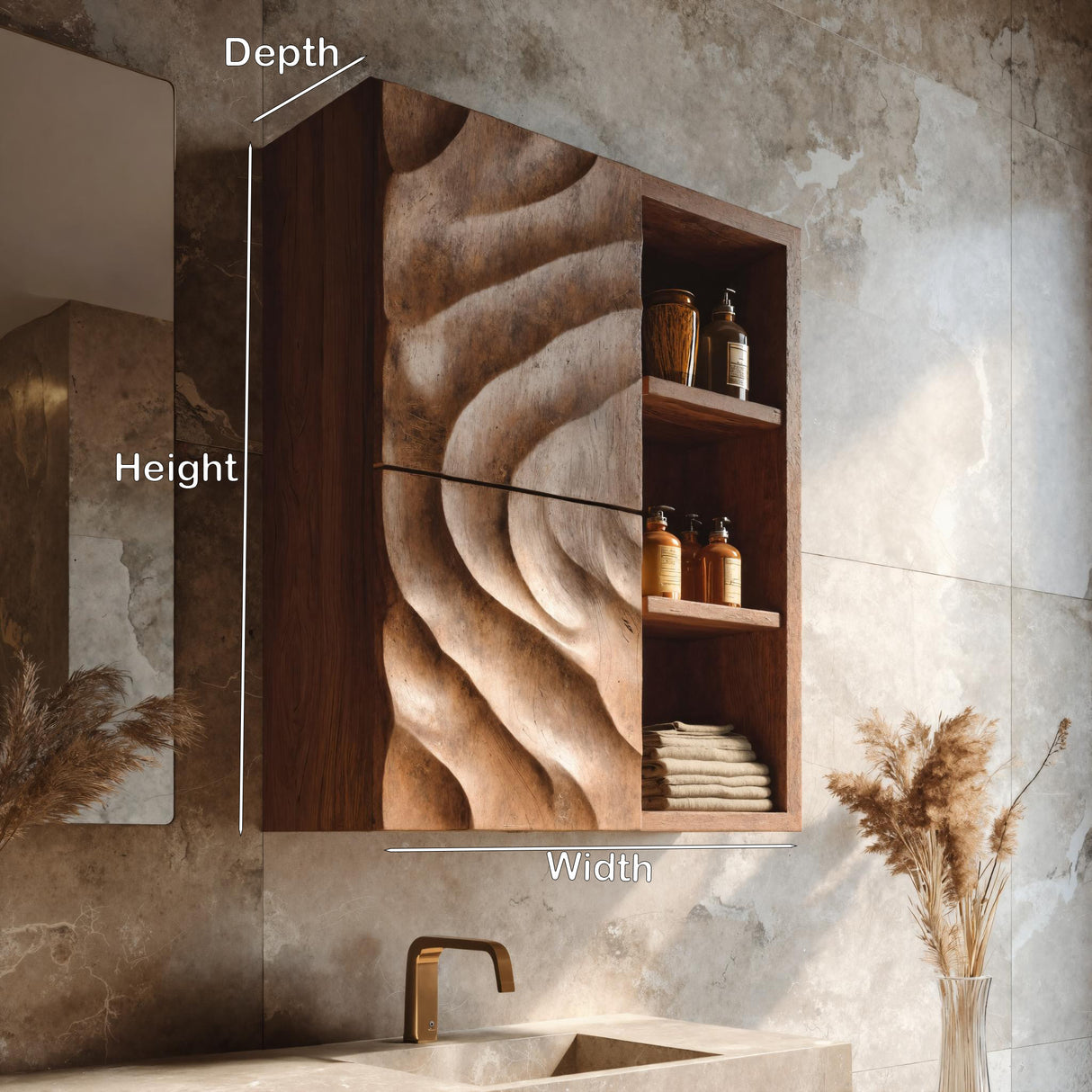 Statement Bathroom Cabinet Wave Doors Design For Modern Bathroom