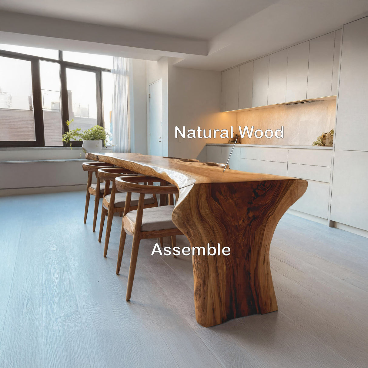 Organic Modern Live Edge Dining Table For Kitchen