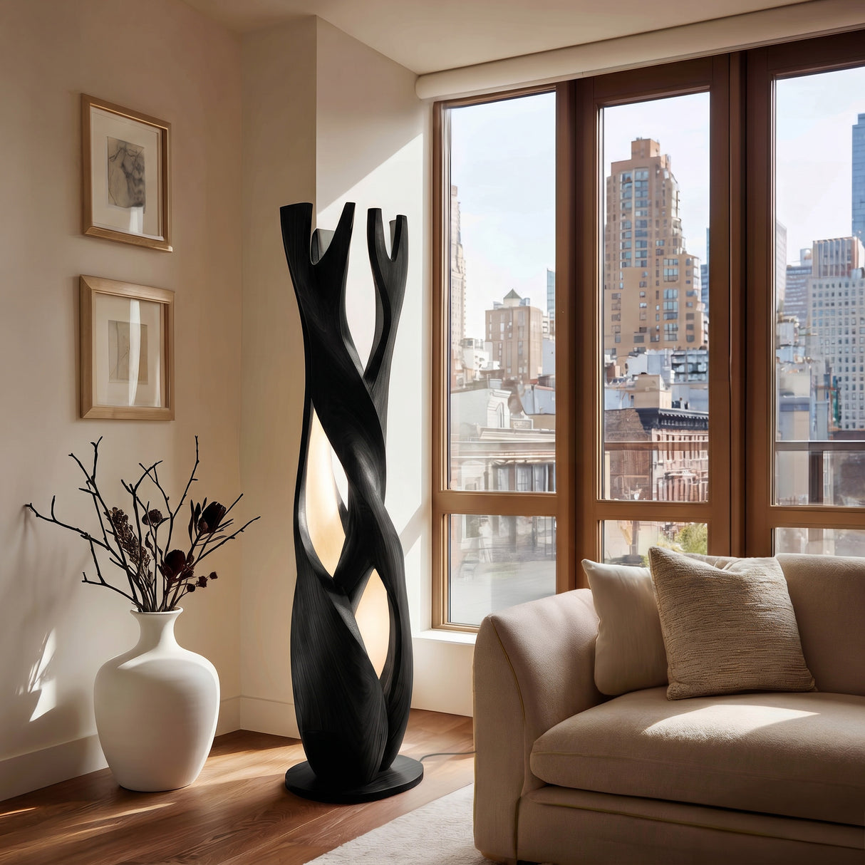 Statement Wooden Sculpture Lamp For Luxury Home