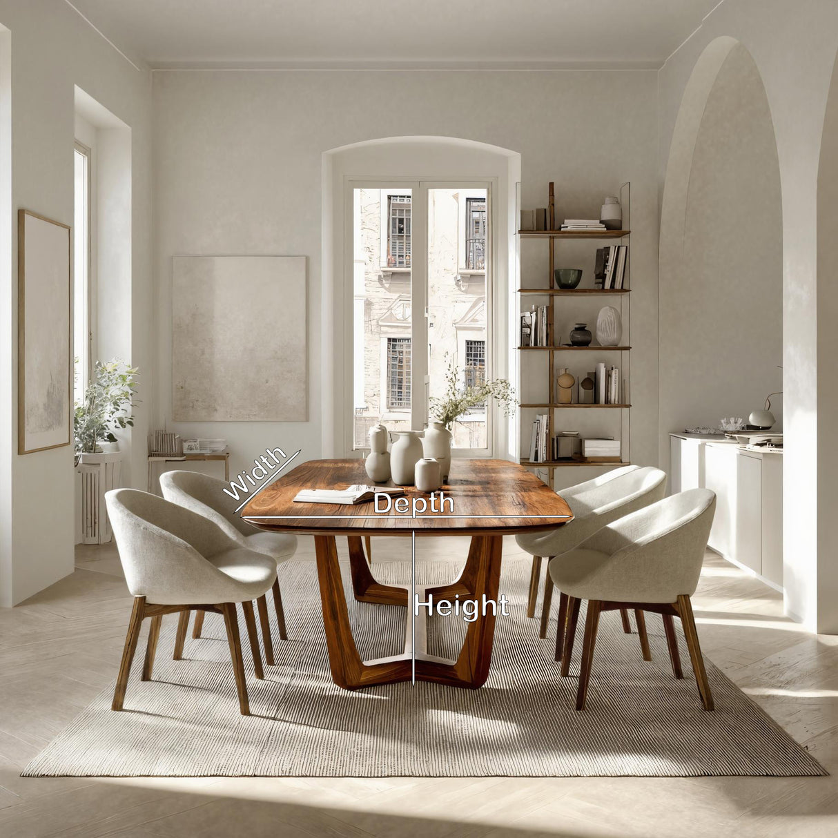 Organic Modern Dining Table With Curved Base For Dining Room