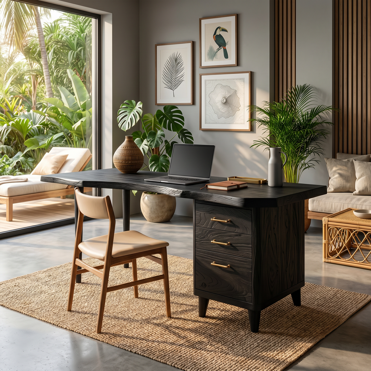 Urban Writing Desk With Drawer Storage For Apartment Office