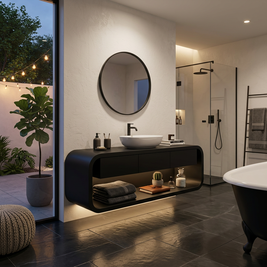 Wooden Wall Mounted Bathroom Vanity For Modern Bathroom Decor