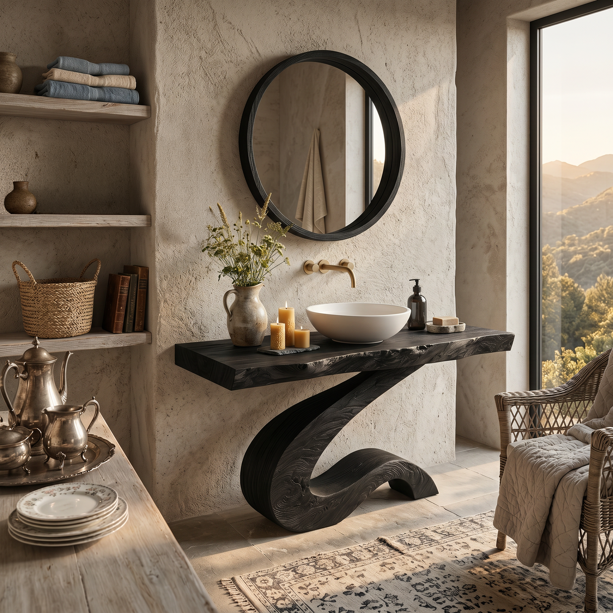 Luxury Bathroom Vanity With Organic S Curve Support For Bathroom